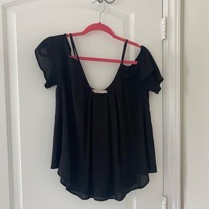 Peep Shoulder Black Blouse